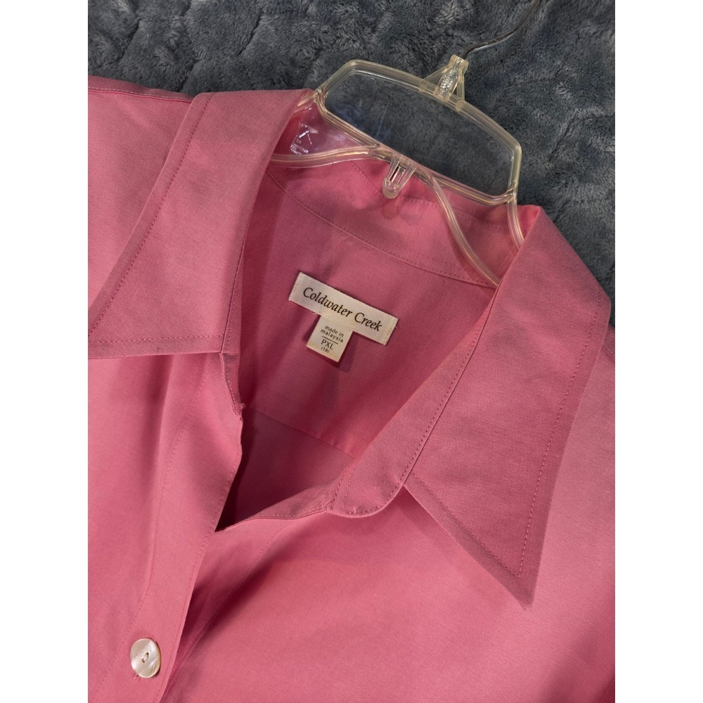 Coldwater Creek Pink Button Front Blouse Long Sleeve Collared Shirt PXL 18